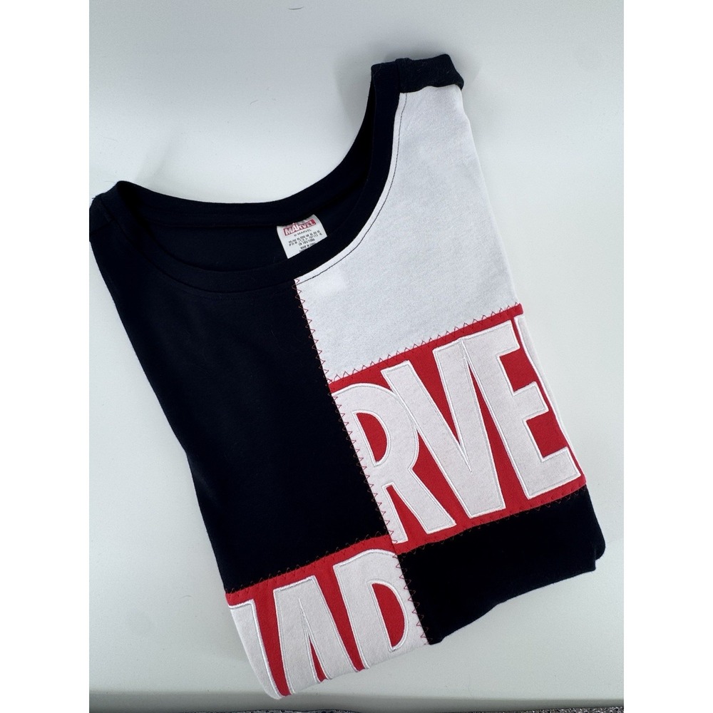 Marvel Logo Color Block Fashion Tshirt Women's XL Short Sleeve